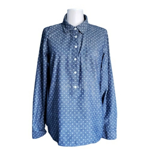 J. Crew Factory Polka Dot Print Popover Top - Picture 1 of 8